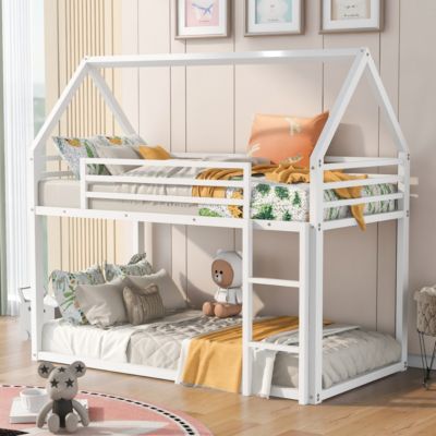Streamdale Twin Over Twin House Bunk Bed With Built-In Ladder