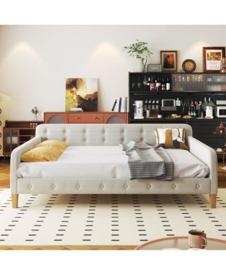 Streamdale Full Size Upholstered Daybed With 4 Support Legs, White