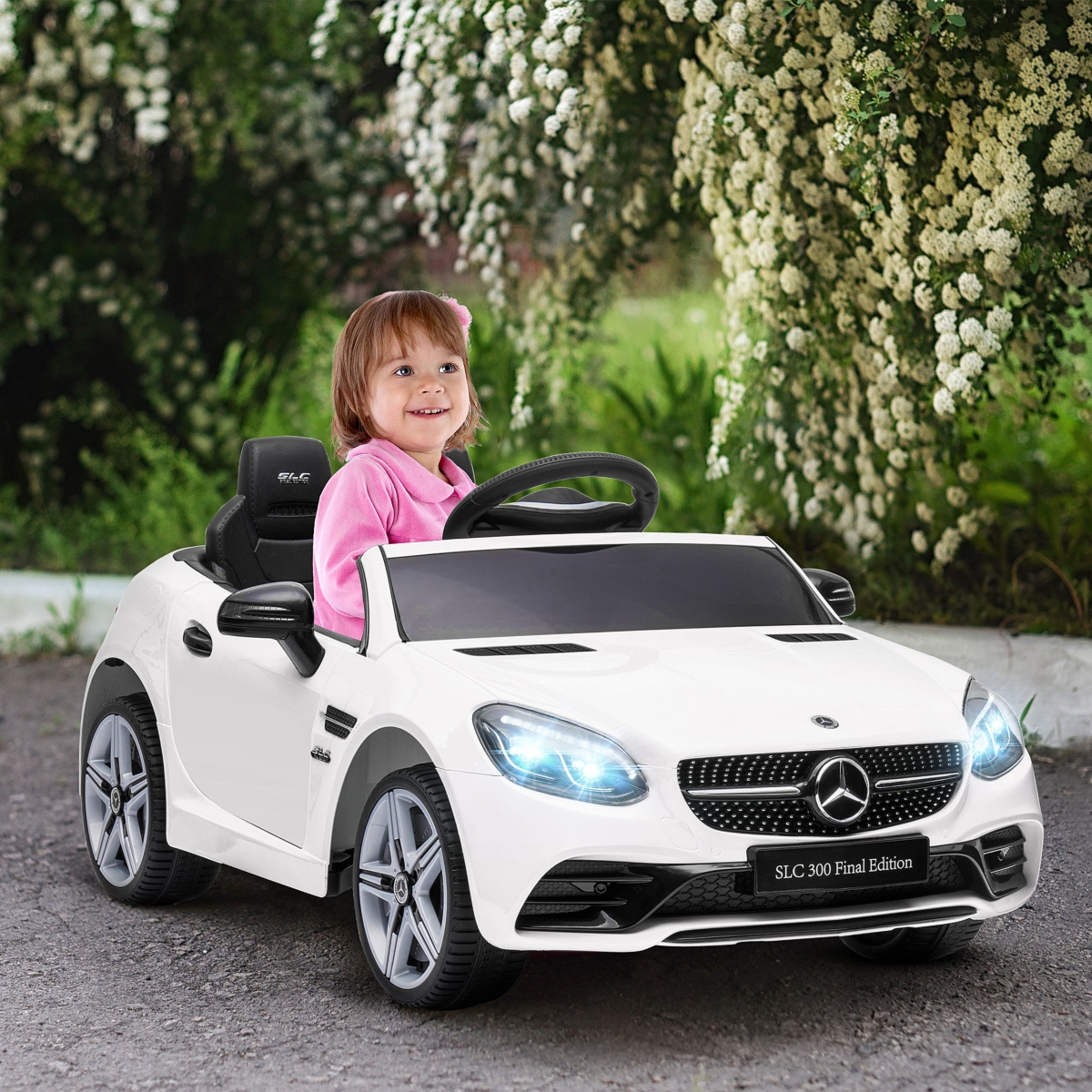 Streamdale Furniture Mercedes Slc 300 Ride-On Licensed Kids Car with Remote Control, Music, and Safety Features