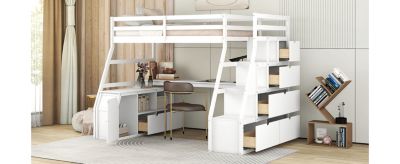Streamdale Twin Size Loft Bed With With 7 Drawers 2 Shelves And Desk