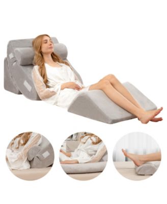 4 Pieces Bed Wedge Pillow for Back Neck and Leg Pain Relief-Gray