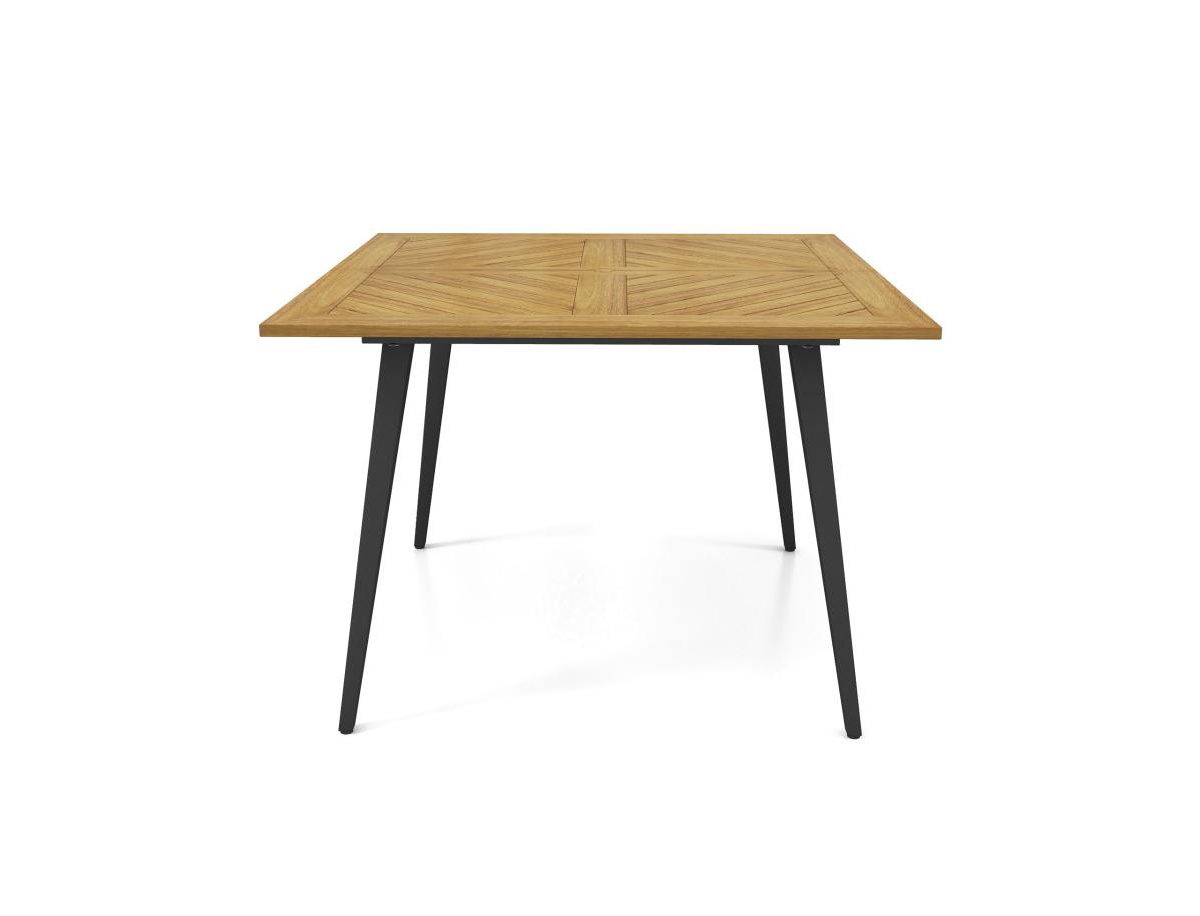 Slickblue 4-Person Acacia Wood Outdoor Dining Table for Garden Poolside and Backyard - Natural  Black