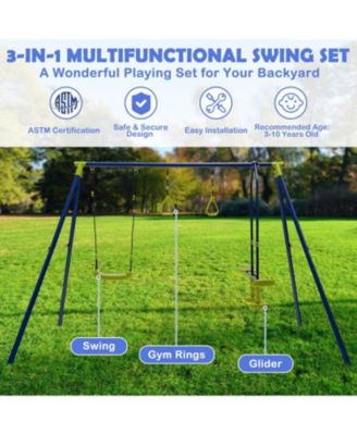 3-in-1 Outdoor Swing Set for Kids Aged 3 to 10