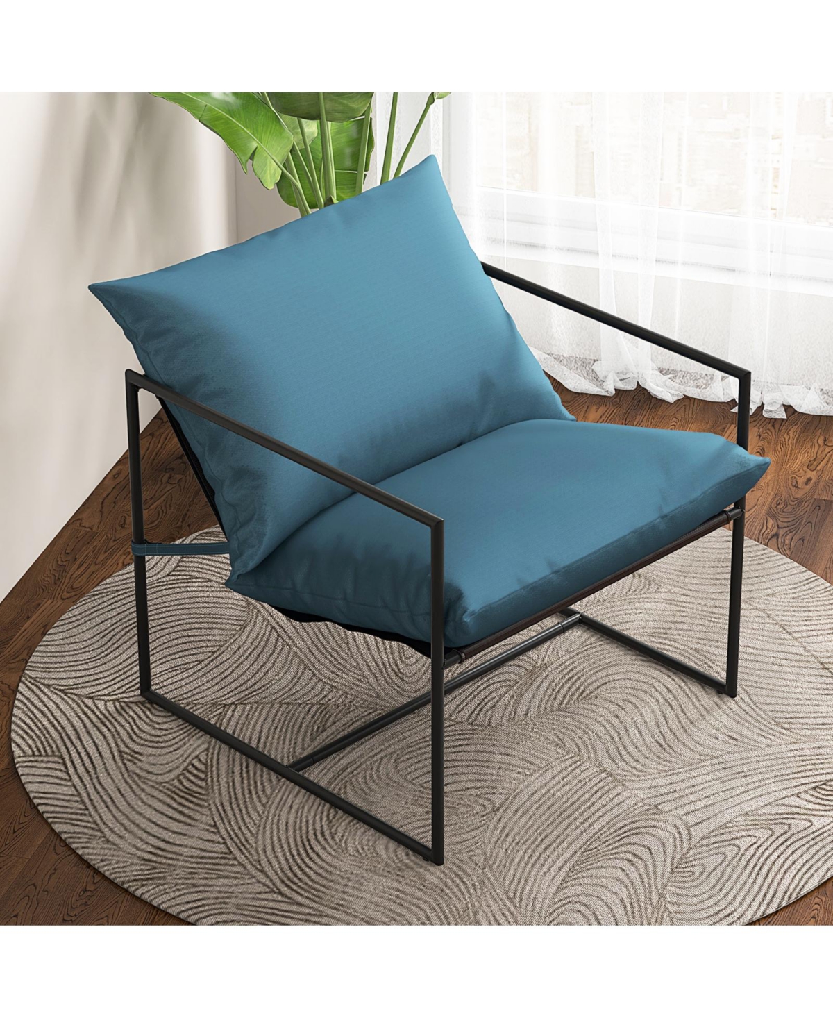 Slickblue 2 Pieces Sling Accent Chair Leisure Chair with Weatherproof Seat Fabric Indoor Outdoor