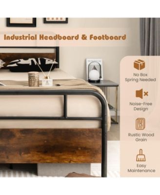 Full Size Bed Frame with Industrial Headboard-Full Size