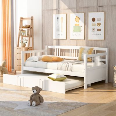 Twin Size Daybed Wood Bed With Twin Size Trundle