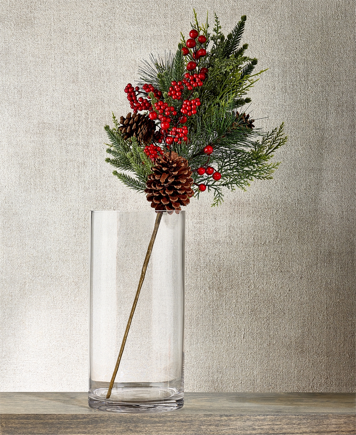 Holiday Lane Santa's Favorites Red Berries & Pinecone Pick Ornament, Exclusively at Macy's