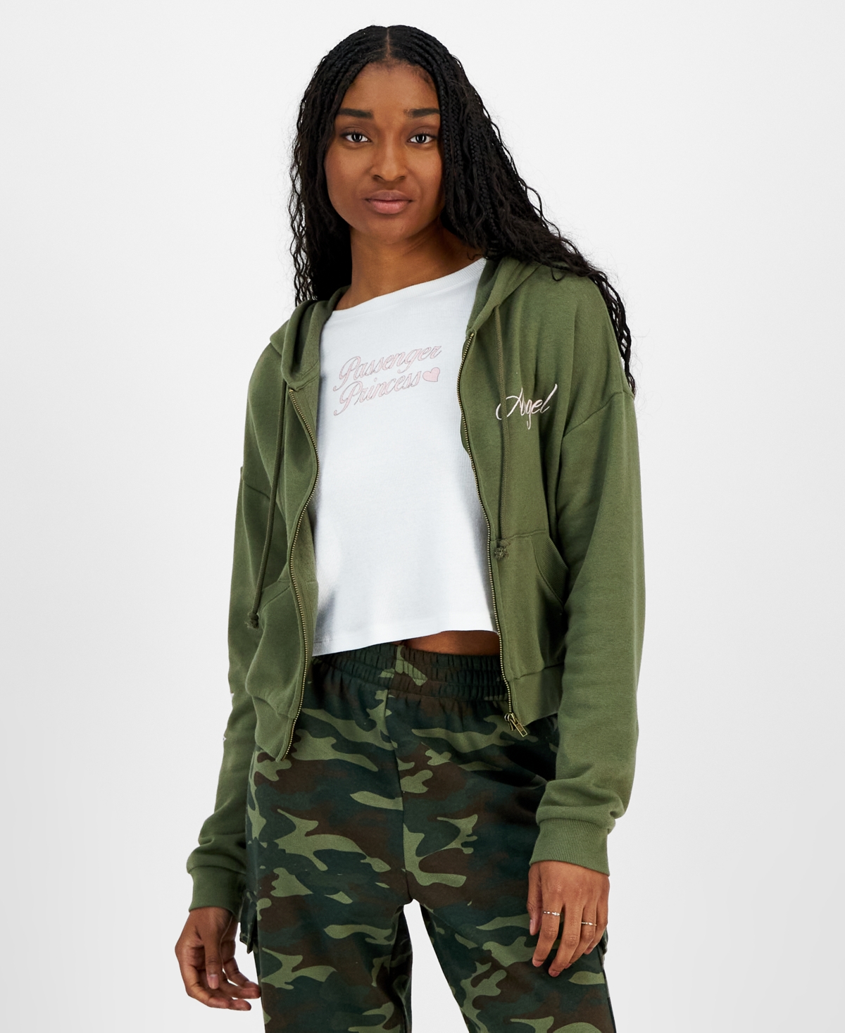 Grayson Threads The Label Juniors Angel Graphic Zip up Hoodie In Green ModeSens