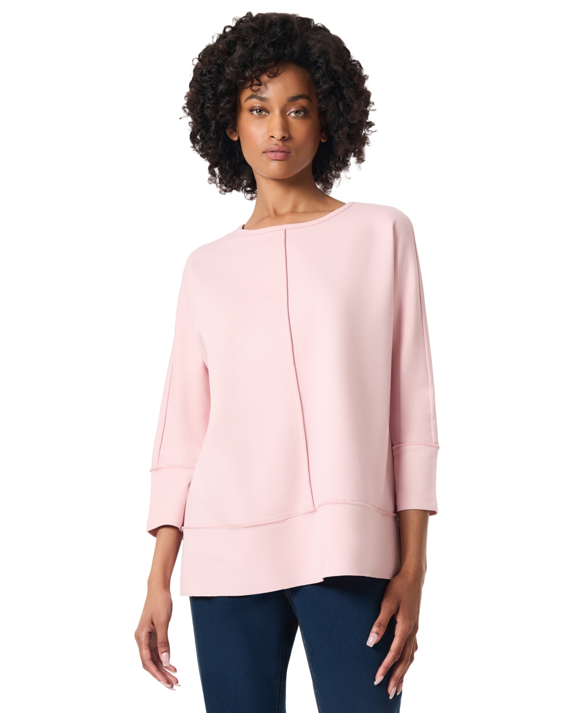 Jones New York Women's Serenity Knit 3/4 Sleeve Tunic Top In Rose