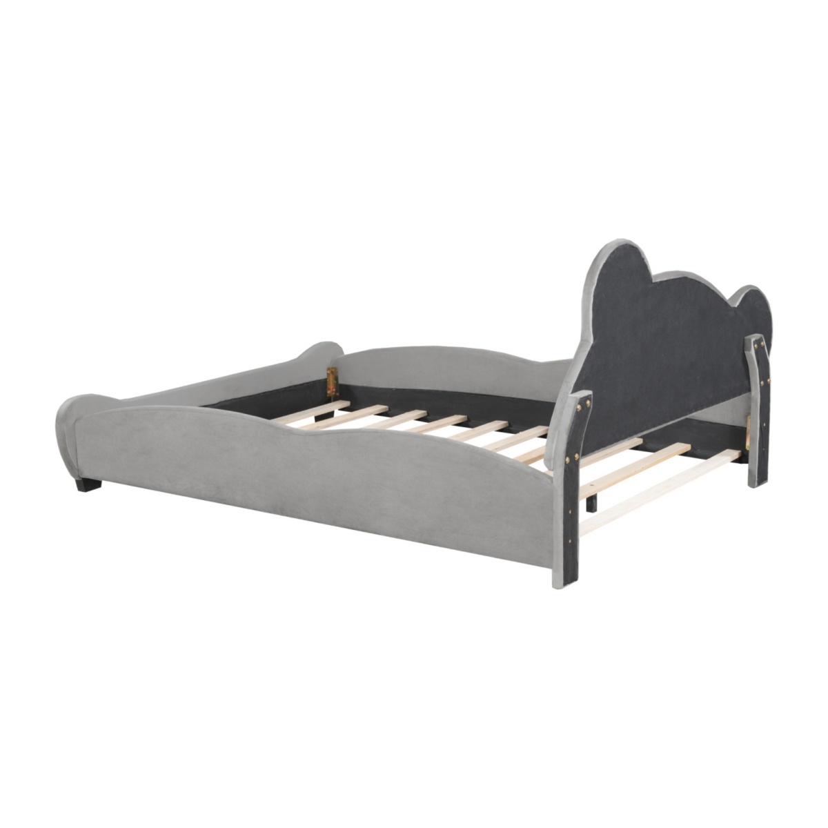 Streamdale Velvet Platform Bed with Bear Headboard and Storage