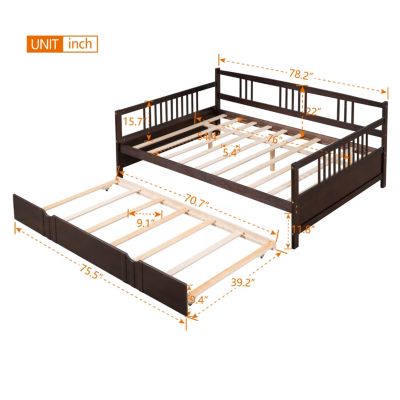 Streamdale Full Size Daybed Wood Bed With Twin Size Trundle