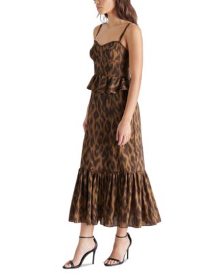 Steve Madden Women's Eve Printed Peplum-Waist Midi Dress - Macy's