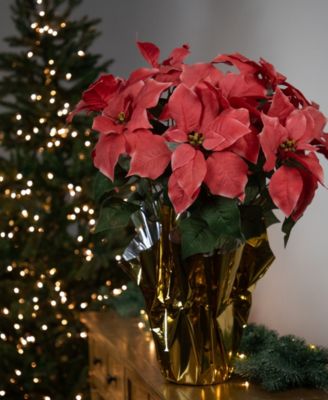 Dark Pink Artificial Christmas Poinsettia 20"