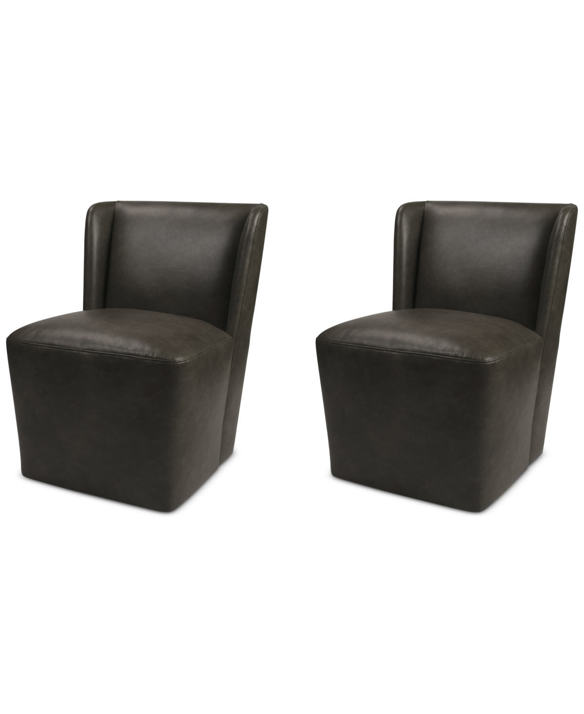 Macy's Seham 2-pc. Faux Leather Dining Chair Set, Created For  In Brown