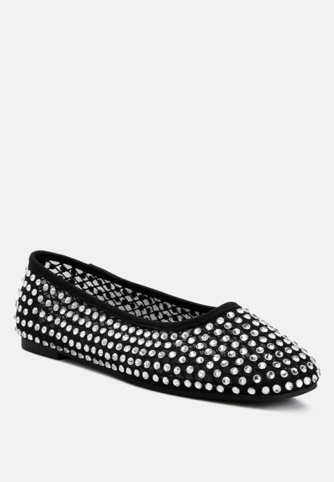 Женские балетки London Rag Orson Naked Rhinestone Ballerinas, цвет: Чёрный