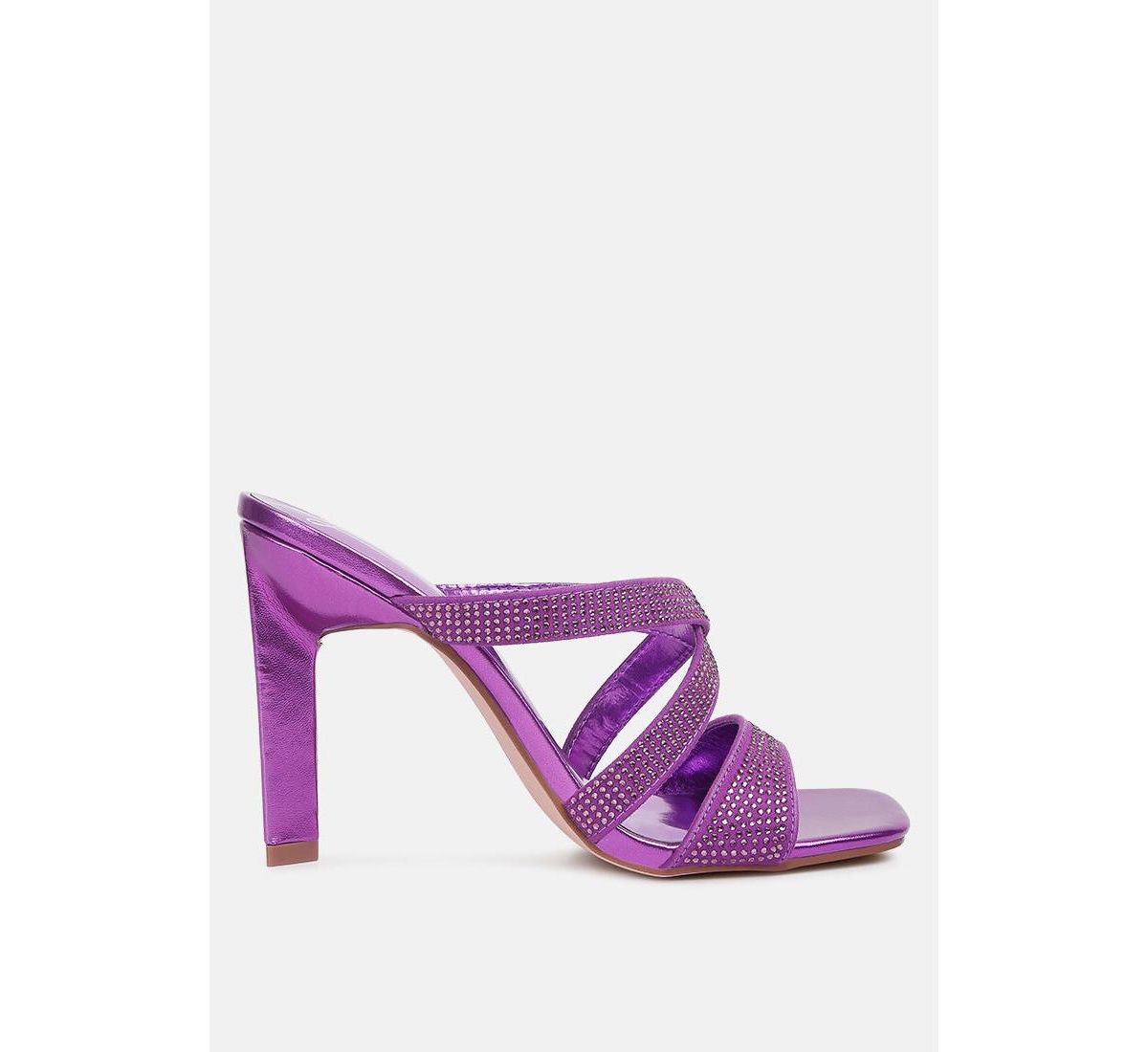 Wapit Rhinestone Embellished Straps Sandals - Purple