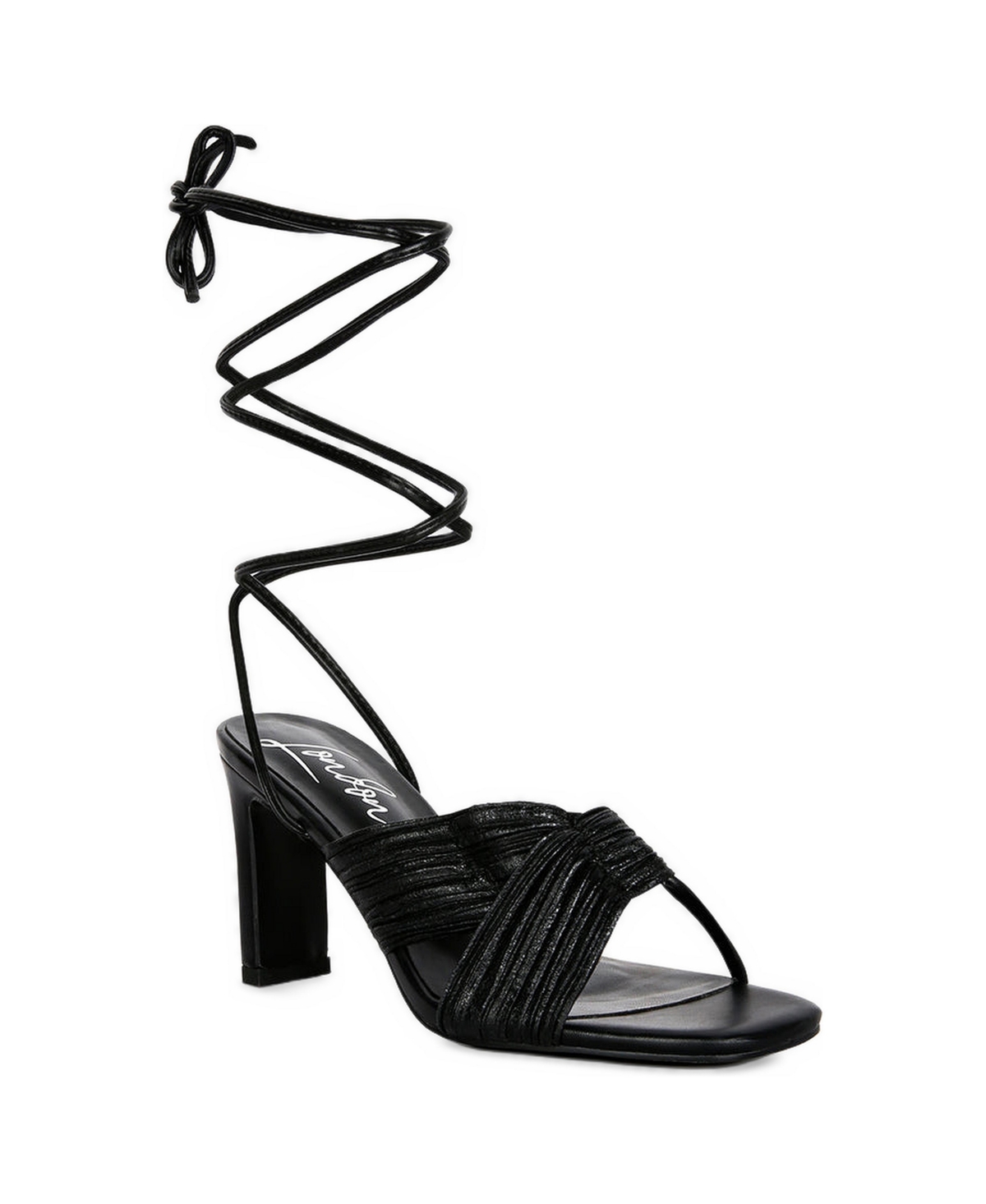 xuxa metallic tie up italian block heel sandals