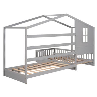 Streamdale Twin Bed with L-Structure Fence, Espresso