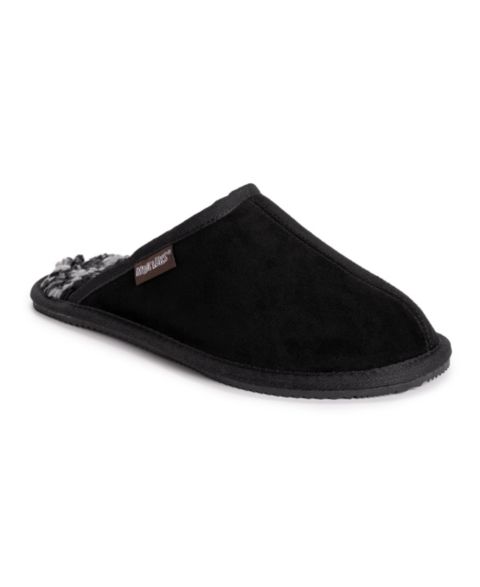 Мужские тапочки MUK LUKS Dave Printed Berber Suede Scuff Slippers, цвет: Чёрный