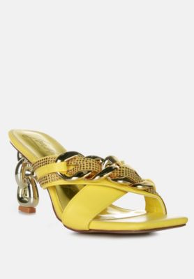 Womens Evelane Metallic Chain Rhinestone Sandals