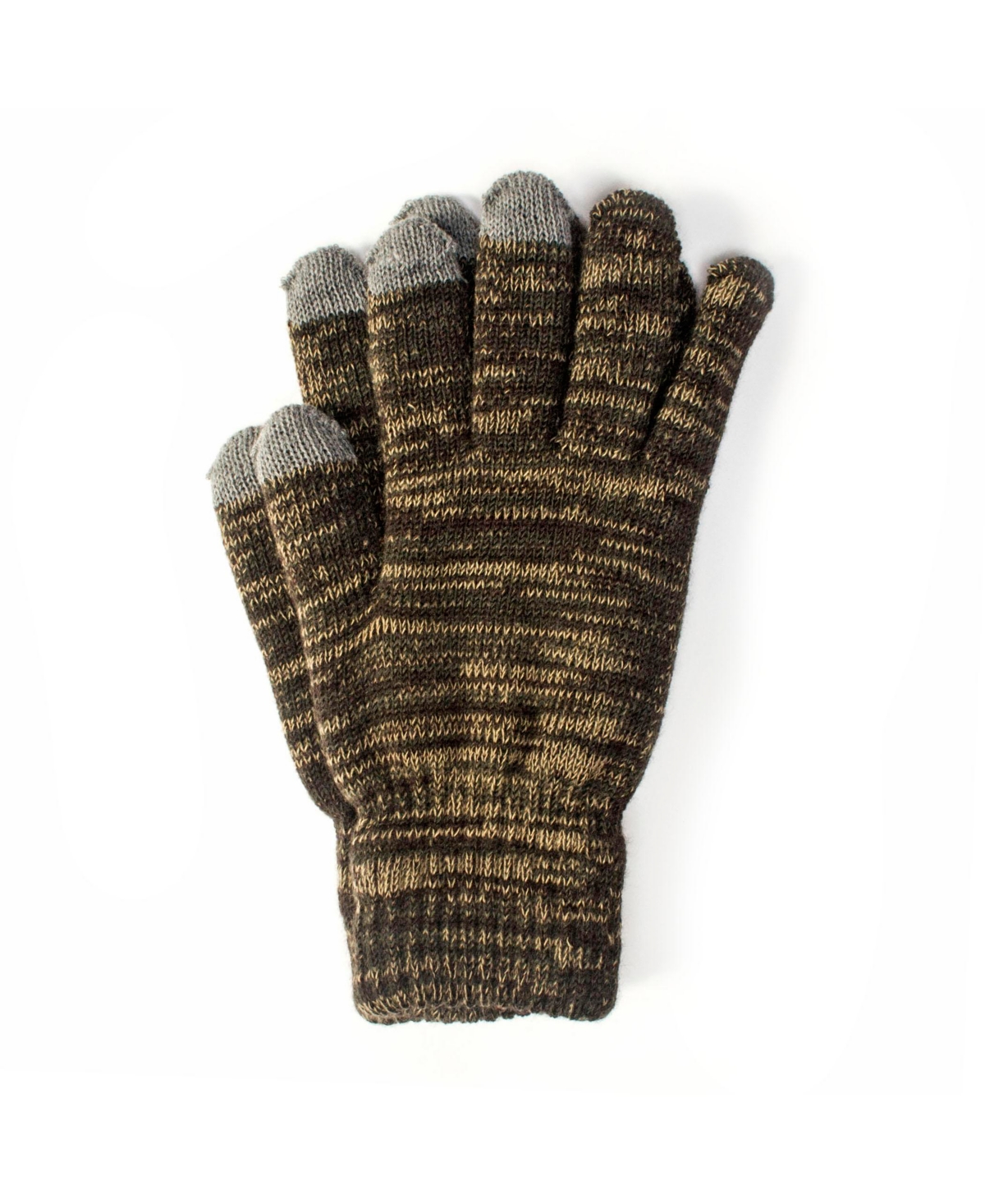 Muk Luks Men's Unisex 2 Layer Knit Glove with Texting Fingers, Black, One Size