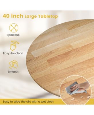 Round Wooden Dining Table with Curved Trestle Legs for Kitchen or Dining Room