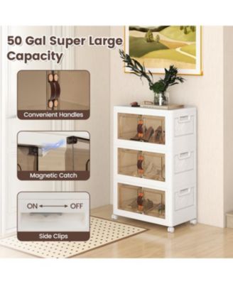 Stackable Storage Bins with Lockable Wheels-3 Pack