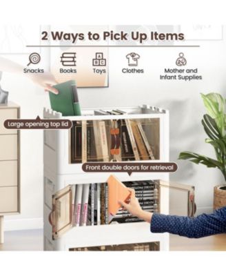 Stackable Storage Bins with Lockable Wheels-3 Pack