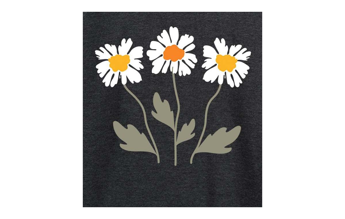 Hybrid Apparel Retro Daisies Plus Size Graphic Pullover In Heather Indigo