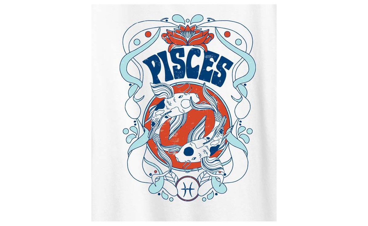 Hybrid Apparel Zodiac Pisces Plus Size Graphic T-shirt In White
