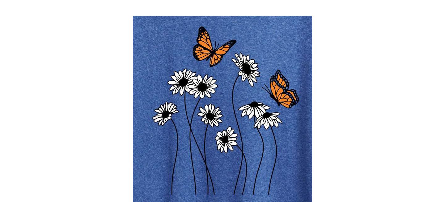 Женская футболка Hybrid Apparel Wildflower Garden Plus Size Graphic, цвет: Меланжевый королевский синий — фото 2