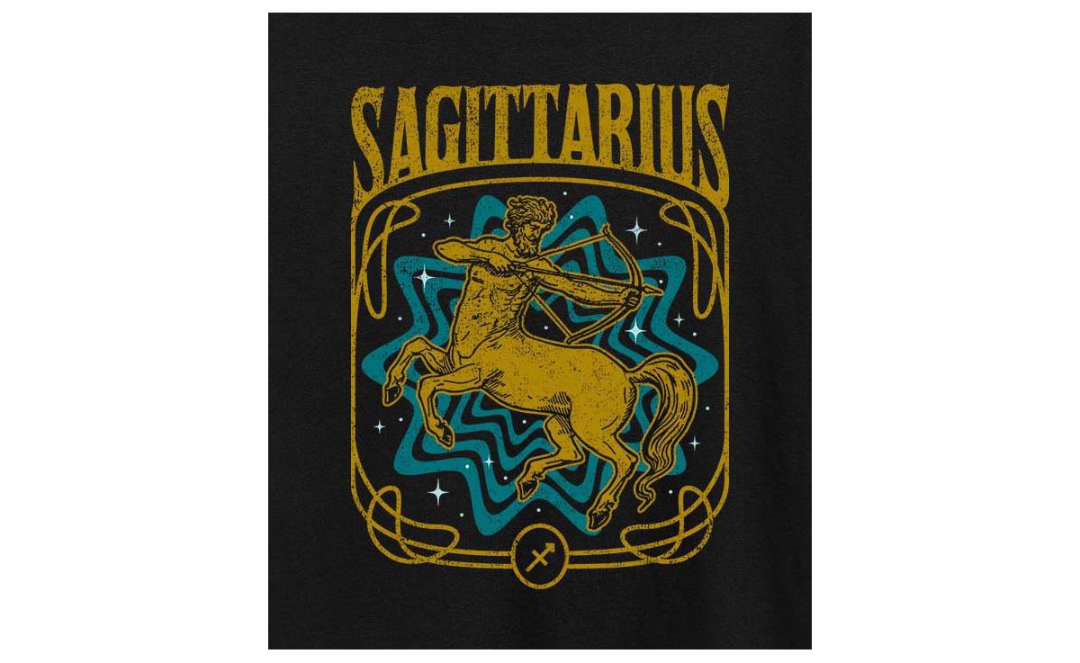 Hybrid Apparel Sagittarius Zodiac Plus Size Graphic T-shirt In Black