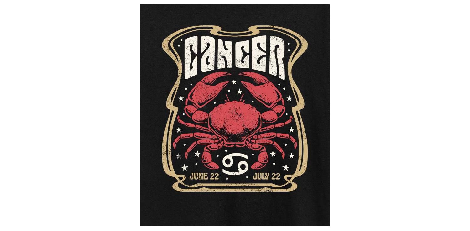 Zodiac Cancer Rock Poster Plus Size Graphic T-Shirt