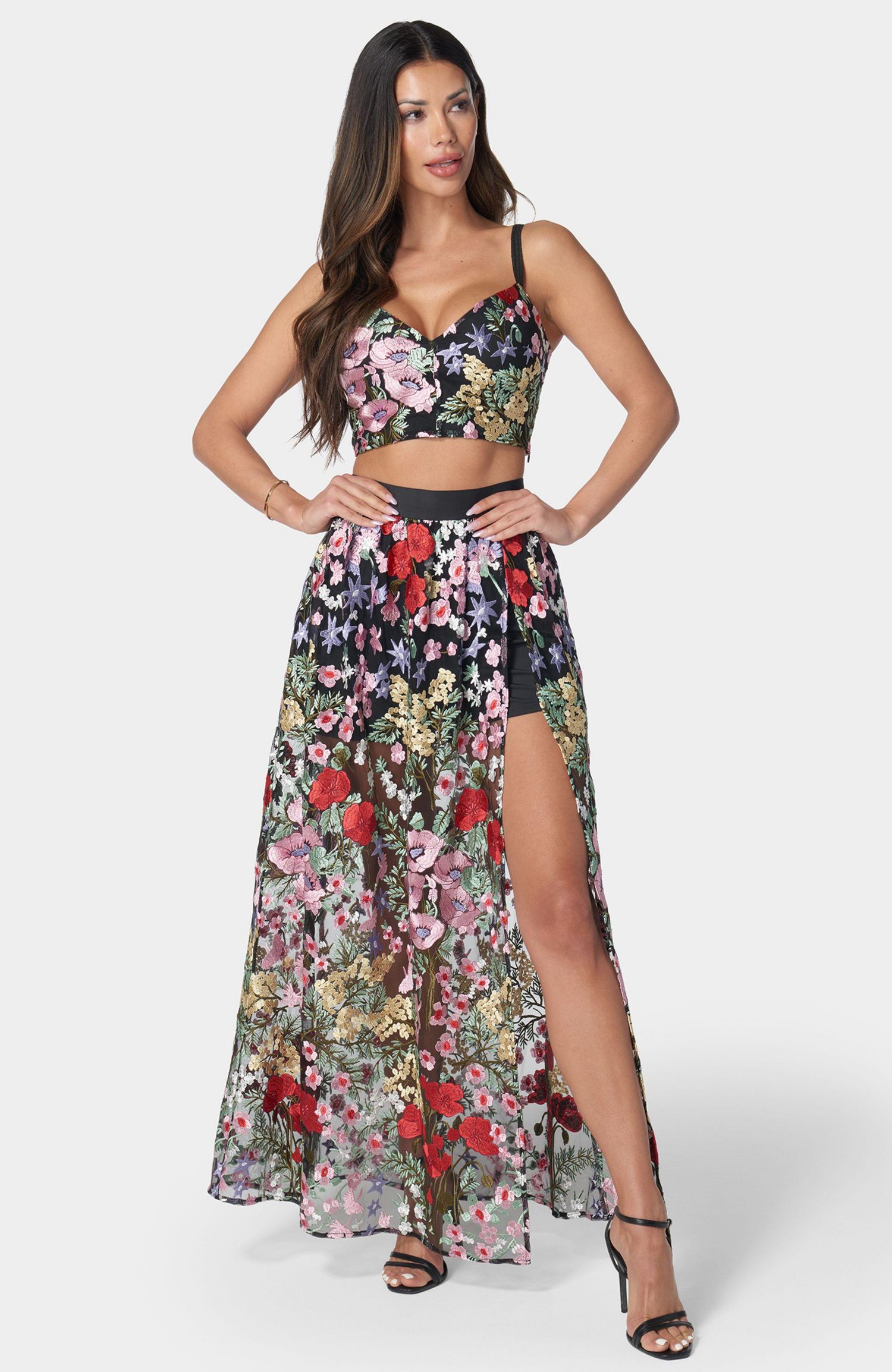 Women's Floral Embroidered Two Piece Set