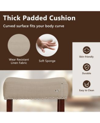 Set of 2 24 Inch Bar Stool with Curved Seat Cushions