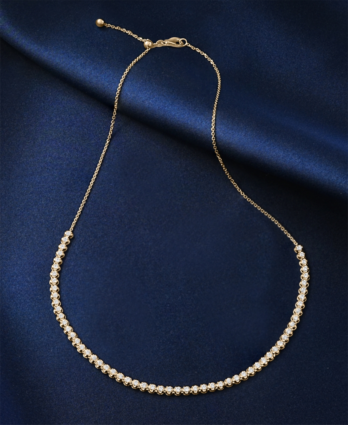 MACY'S DIAMOND BEZEL ADJUSTABLE 17" TENNIS NECKLACE (2 CT. T.W.) IN 14K WHITE GOLD OR 14K YELLOW GOLD, CREA 