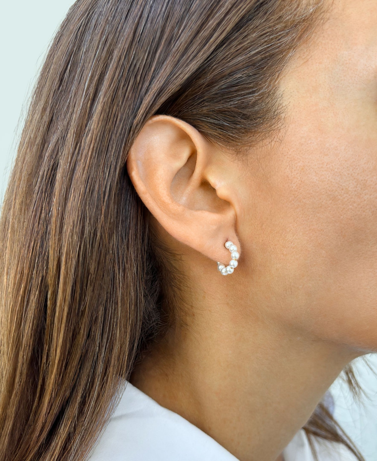 Adornia Gold Cultivated Pearl Huggie Hoops In White