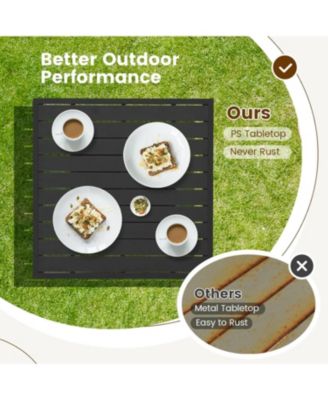 5 Pieces Outdoor Wicker Bar Table Set with Hidden Storage Shelves