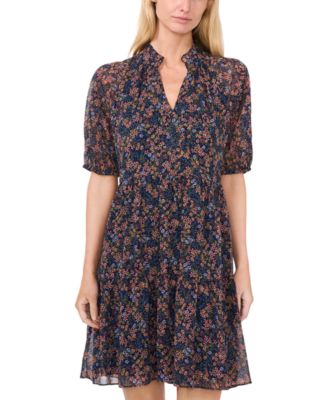 cece short sleeve babydoll dress CeCe Women's Split-Neck Short-Sleeve Babydoll Dress