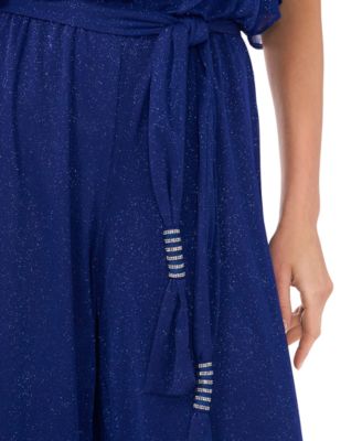 コレクション wataame MSK Women's Glitter-Chiffon Blouson Wide-Leg Jumpsuit - Macy's