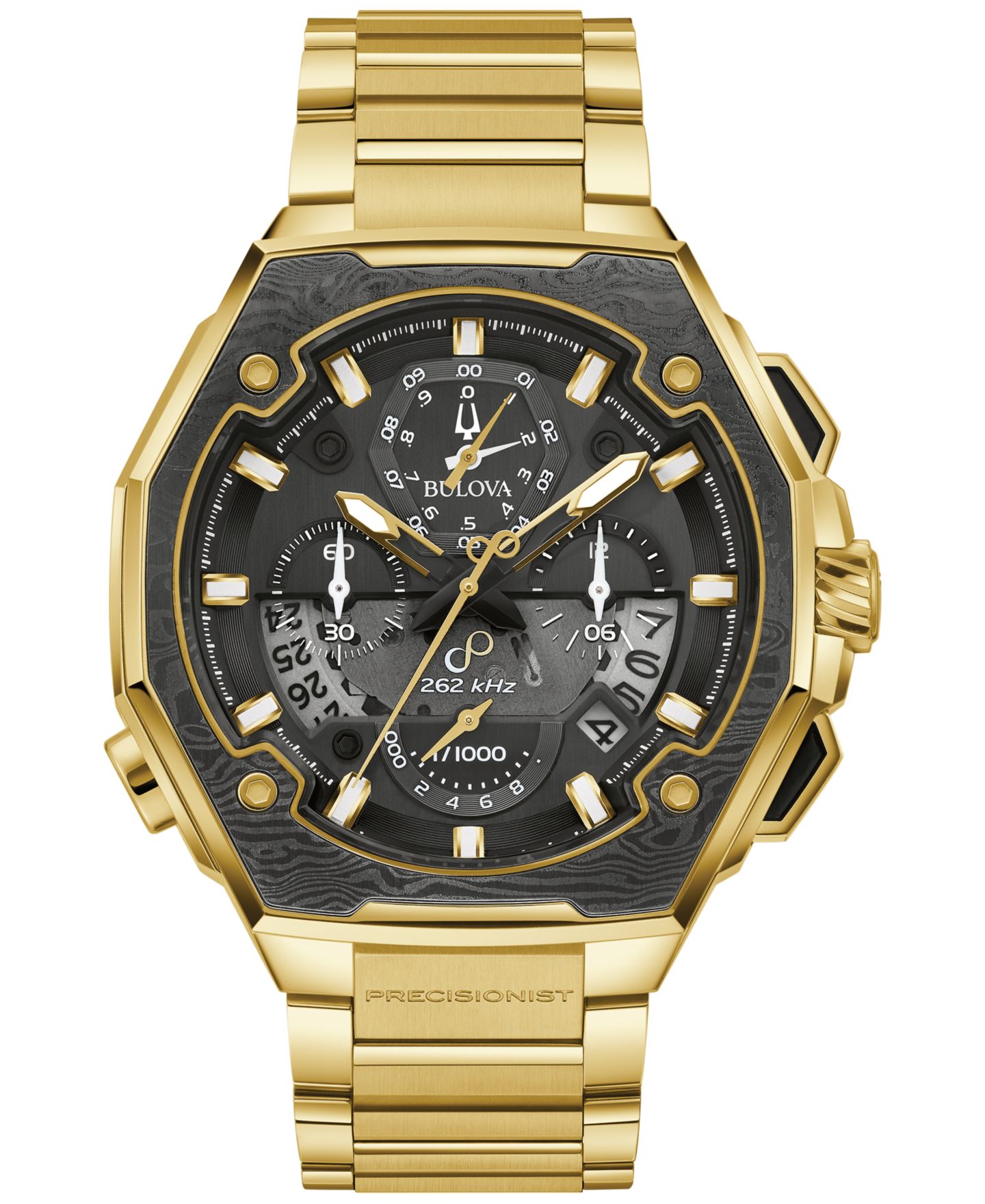 Мужские часы Bulova Chronograph Series X Precisionist Gold-Tone Stainless Steel Bracelet Watch 45mm — фото 1