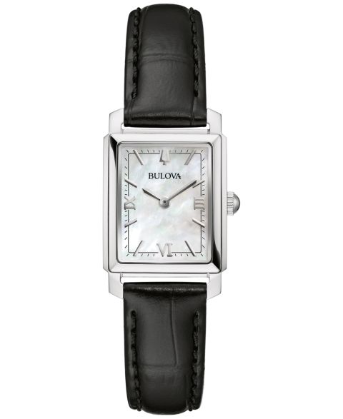 Женские часы Bulova Sutton Black Leather Strap Watch 21mm