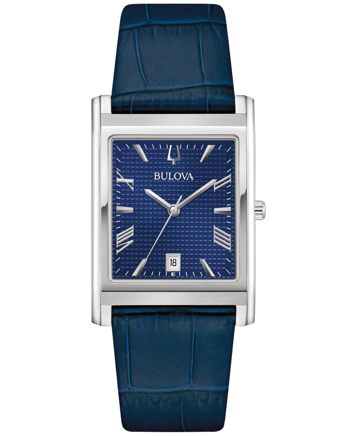 Bulova Men's Sutton Blue Leather Strap Watch 29mm In No Color