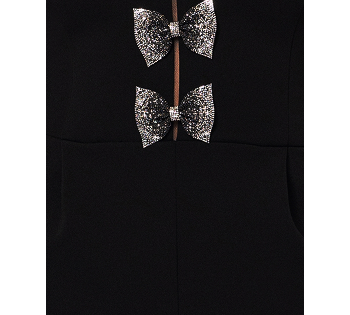 Betsy & Adam Women's Scuba-Crepe Bow-Front Jumpsuit -Crystal