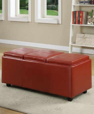 Avalon Faux Leather Storage Ottoman with 3 Trays