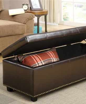 Rhodes Faux Leather Rectangular Storage Ottoman