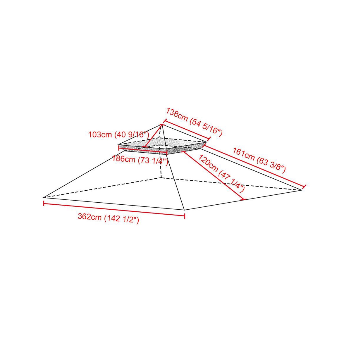 12'x12' Canopy Top Replacement Beige for 2-Tier Harbor Gazebo Patio Cover