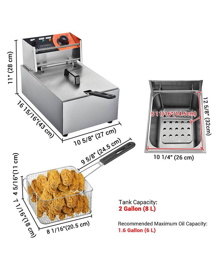 2500W 12L Commercial Electric Deep Fryer Single Tank Stainless
