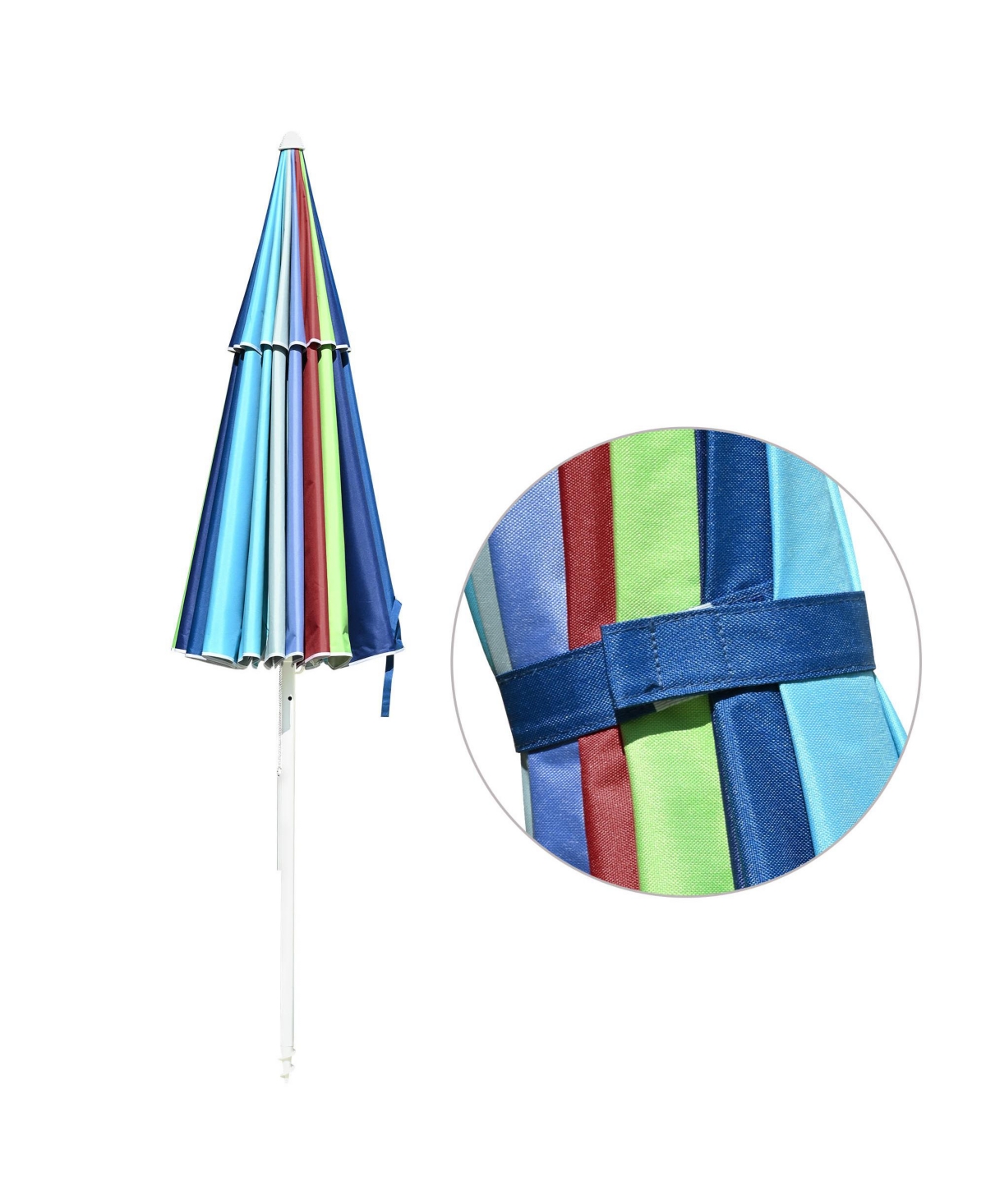 ft MetalBeach Patio Umbrella 16 Rib Tilt Market Table Umbrella Sunshade Cover - Rainbow