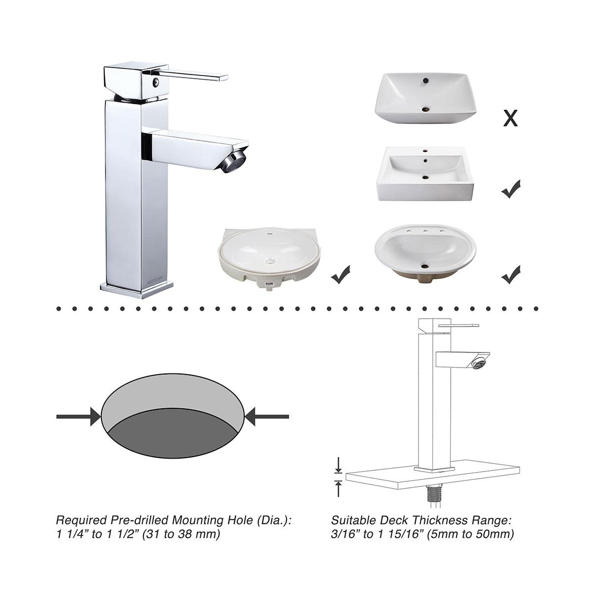 Yescom Aquaterior Modern 1 Hole Bathroom Faucet Vanity Sink Basin Single Handle Diy Home Chr